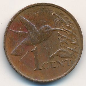 Монета 1 цент. 2014г. Тринидад и Тобаго. Колибри. (VF)