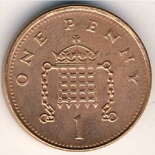 Монета 1 пенни. 1993г. Великобритания. (F)