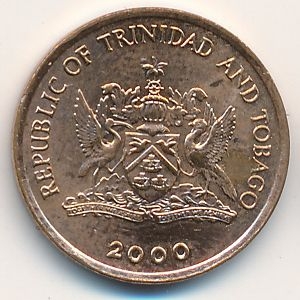 Монета 1 цент. 2000г. Тринидад и Тобаго. Колибри. (F)