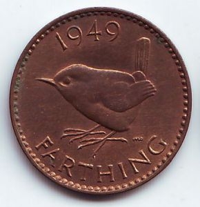 Монета 1 фартинг. 1949г. Великобритания. (F)