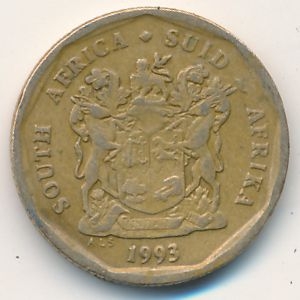 Монета 20 центов. 1993г. ЮАР. Цветок протея. (F)
