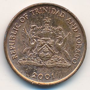 Монета 1 цент. 2001г. Тринидад и Тобаго. Колибри. (F)