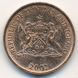 Монета 1 цент. 2002г. Тринидад и Тобаго. Колибри. (F)