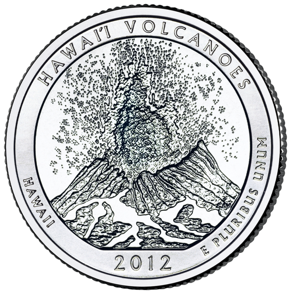 Монета квотер. США. 2012г. Гавайские вулканы. (D). (UNC)