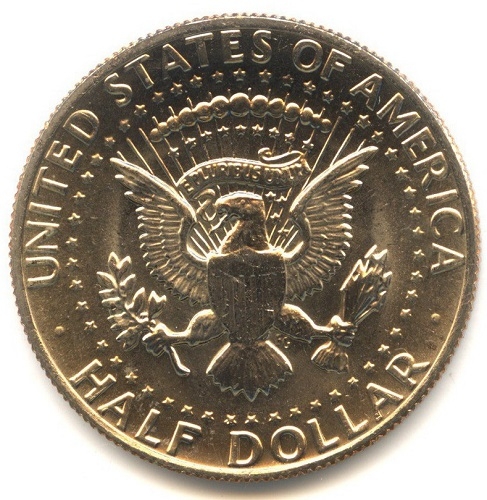Монета 50 центов. 1980г. (D). США. Халф Доллар Кеннеди (Kennedy Half Dollar). UNC
