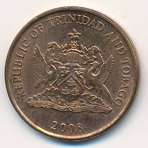 Монета 1 цент. 2008г. Тринидад и Тобаго. Колибри. (F)