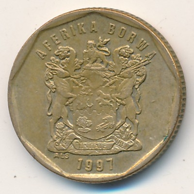 Монета 20 центов. 1997г. ЮАР. Цветок протея. (F)