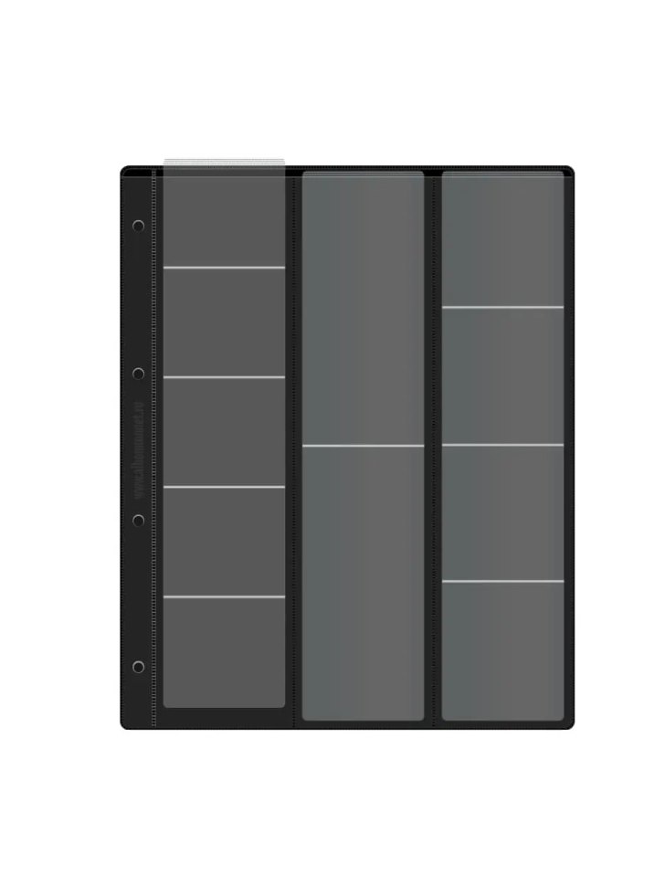 Лист "СТАНДАРТ" на черной основе (двусторонний) для хранения на 22 ячейки "скользящий". Формат "Grand". Размер 250х310 мм.