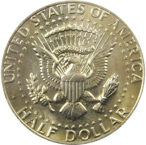 Монета 50 центов. 1977г. (D). США. Халф Доллар Кеннеди (Kennedy Half Dollar). UNC