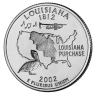 Монета квотер США. 2002г. (D). Louisiana 1812. UNC