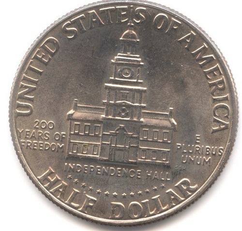 Монета 50 центов. 1976г. «200 лет независимости США». (XF)