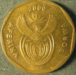 Монета 20 центов. 2000г. ЮАР. Цветок протея. (F)