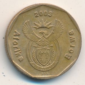 Монета 20 центов. 2003г. ЮАР. Цветок протея. (F)