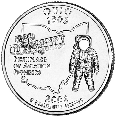 Монета квотер США. 2002г. (P). Ohio 1803. UNC