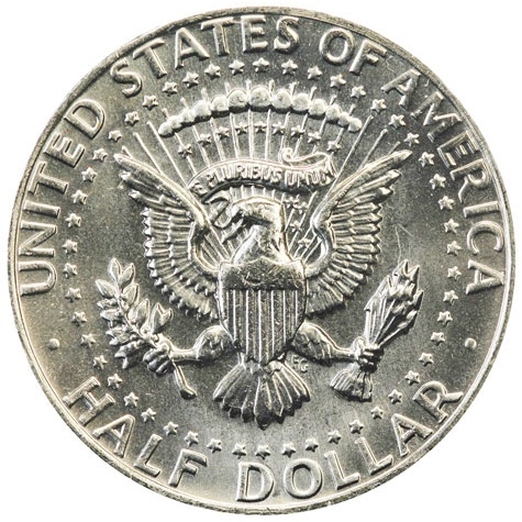 Монета 50 центов. 1974г. (D). США. Халф Доллар Кеннеди (Kennedy Half Dollar). UNC