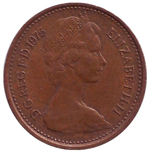 Монета 1/2 нового пенни. 1975г. Великобритания. (F)
