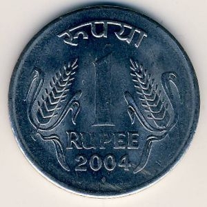 Монета 1 рупия. 2004г. Индия. (F)