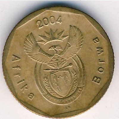 Монета 20 центов. 2004г. ЮАР. Цветок протея. (F)
