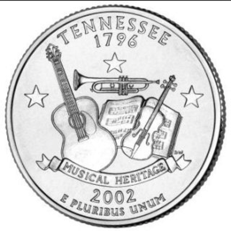 Монета квотер США. 2002г. (P). Tennessee 1796. UNC