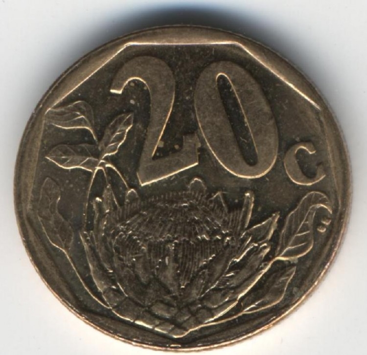 Монета 20 центов. 2015г. ЮАР. Лилия. (VF)