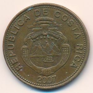 Монета 100 колон. 2007г. Коста-Рика. (F)