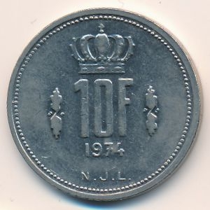Монета 10 франков. 1974г. Люксембург. (F)