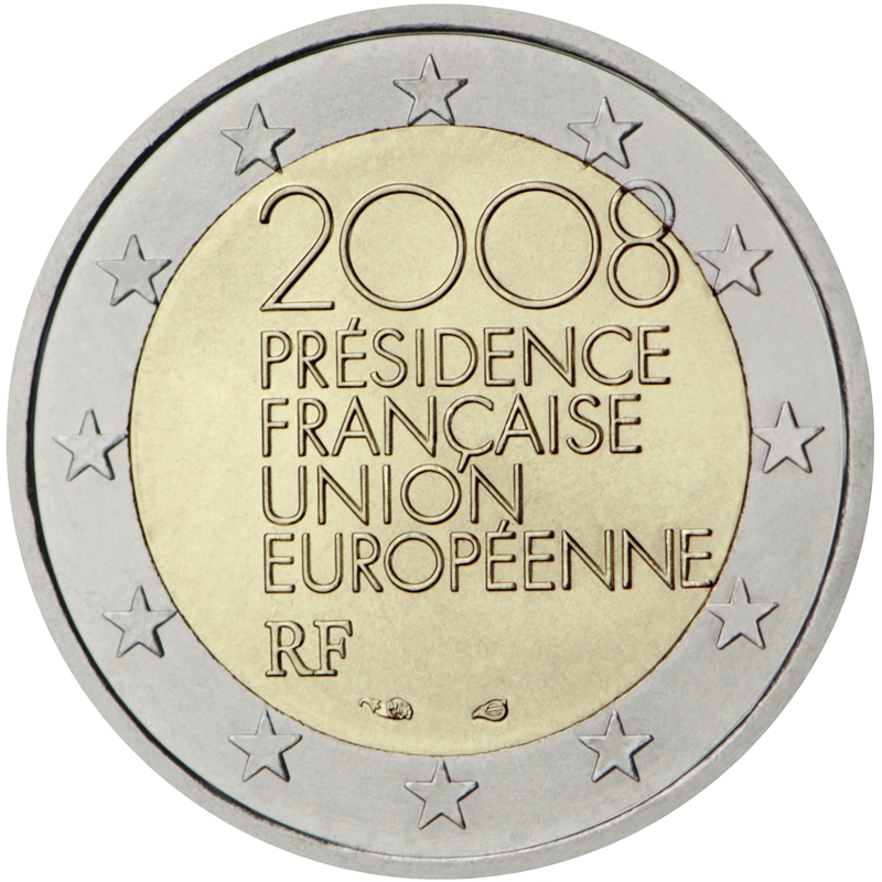 Монета 2 евро. 2008г. Франция. «Председательство Франции в ЕС». (UNC)