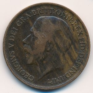 Монета 1 пенни. 1916г. Великобритания. (F)