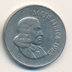 Монета 10 центов. 1965г. ЮАР. Алоэ. (F)