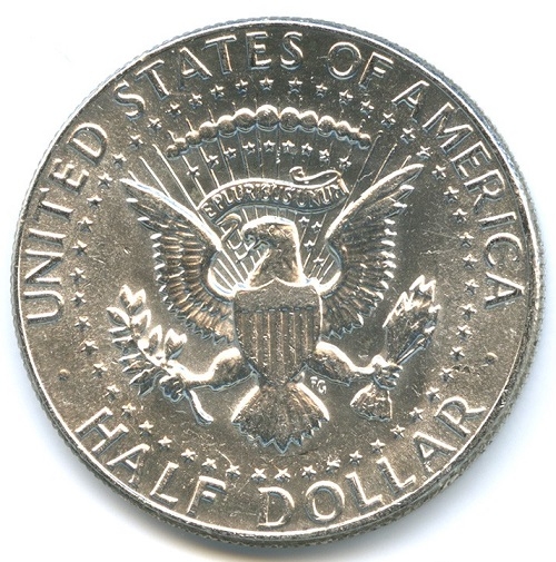 Монета 50 центов. 1969г. (D). США. Серебро 400 пробы. Халф Доллар Кеннеди (Kennedy Half Dollar). XF