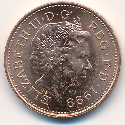 Монета 1 пенни. 1999г. Великобритания. (F)