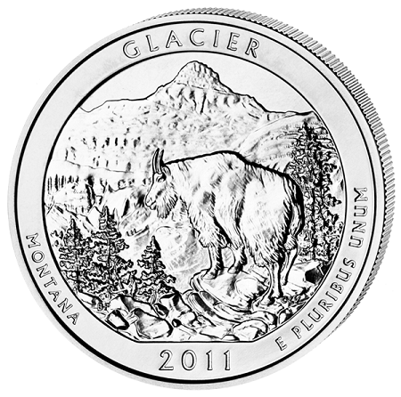 Монета квотер США. 2011г. (D). Монтана, Glacier. UNC
