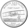 Монета квотер США. 2001г. (D). North-Carolina 1789. UNC