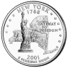 Монета квотер США. 2001г. (P). New-York 1788. UNC