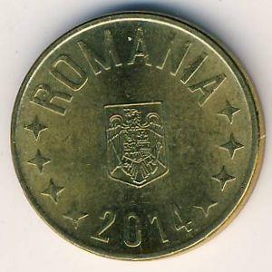 Монета 1 бан. 2014г. Румыния. (VF)