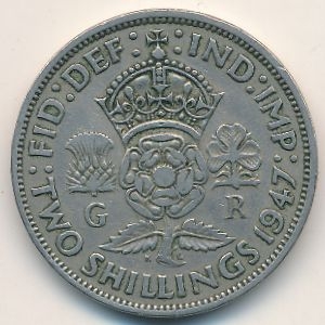 Монета 2 шиллинга. 1947г. Великобритания. (F)