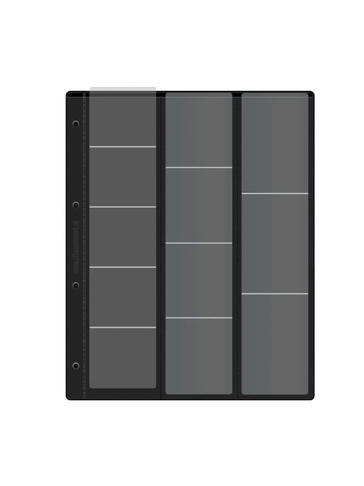 Лист "СТАНДАРТ" на черной основе (двусторонний) для хранения на 24 ячейки "скользящий". Формат "Grand". Размер 250х310 мм.