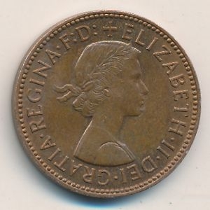 Монета 1/2 пенни. 1959г. Великобритания. Золотая лань. (F)