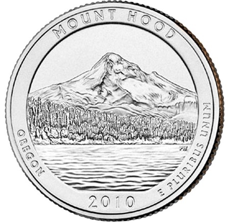 Монета квотер США. 2010г. (P). Орегон, Mount Hood. UNC