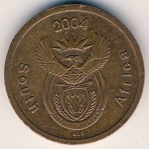 Монета 5 центов. 2004г. ЮАР. Африканская красавка. (F)