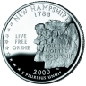 Монета квотер. США. 2000г. New-Hampshire 1788. (P). (UNC)
