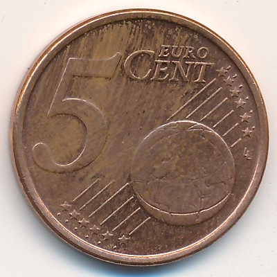 Монета 5 евроцентов. 2004г. Германия. (J). (F)