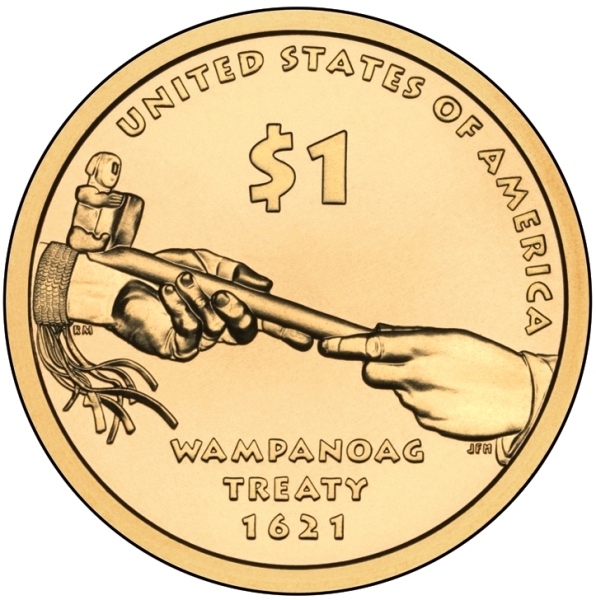 Монета доллар Сакагавеи. США. 2011г. «Трубка мира». (D). (UNC)