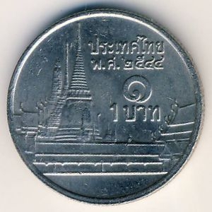 Монета 1 бат. 2001г. Тайланд. (F)