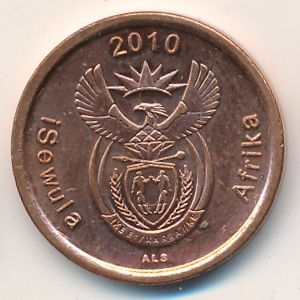 Монета 5 центов. 2010г. ЮАР. Африканская красавка. (F)