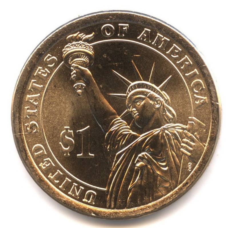 Монета Президентский доллар. США. 2015г. Линдон Джонсон. (D). (UNC)