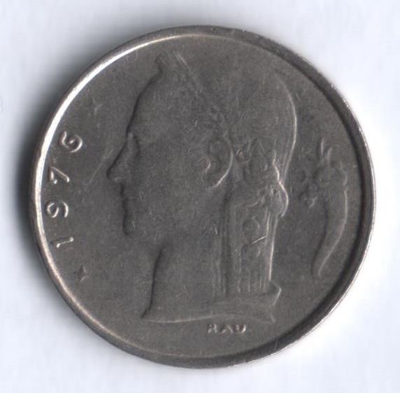 Монета 1 франк. 1976г. Бельгия. Надпись на голландском - 'BELGIË'. (F)