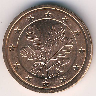 Монета 2 евроцента. 2010г. Германия. (F). (F)