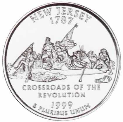 Монета квотер. США. 1999г. New-Jersey 1787. (D). (UNC)
