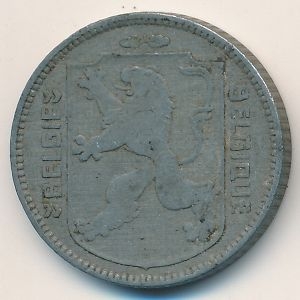 Монета 1 франк. 1942г. Бельгия. (BELGIË-BELGIQUE). (F)